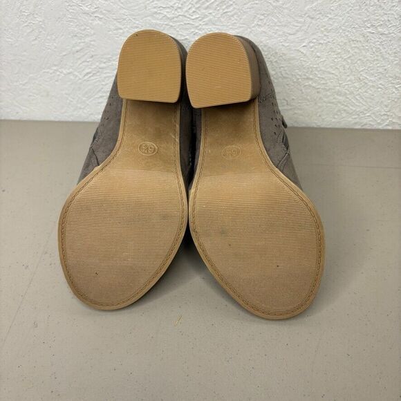 Universal Thread Gray Peep Toe Suede Ankle Booties Block Heel Size 6.5 M - Picture 8 of 11